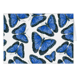 Blå morpho butterfly mönster hälsningskort