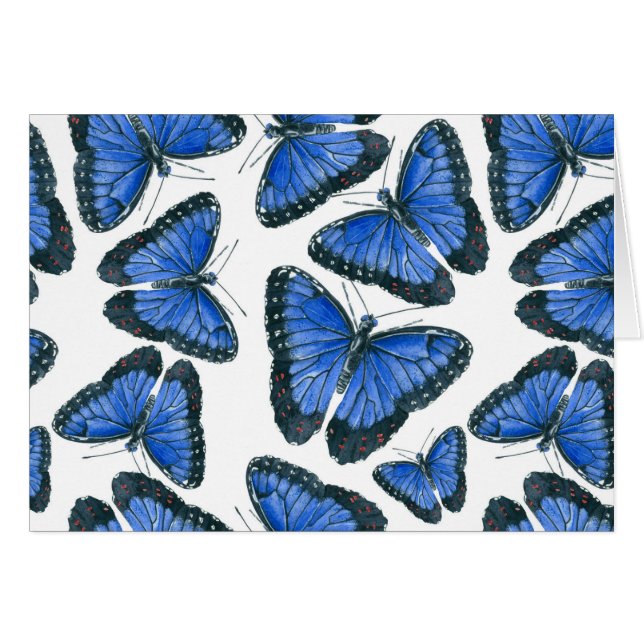 Blå morpho butterfly mönster hälsningskort (Framsidan Horizontal)
