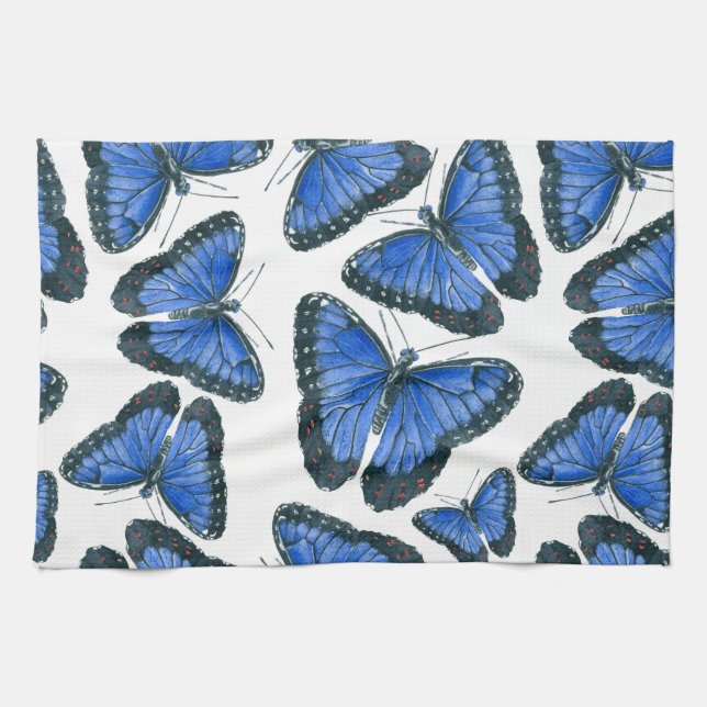 Blå morpho butterfly mönster kökshandduk (Horisontell)