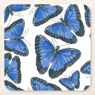 Blå morpho butterfly mönster underlägg papper kvadrat