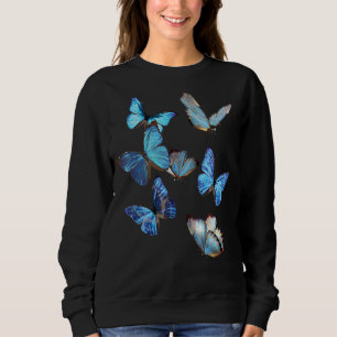 Blå Morpho Fjäril Svärmar Lepidoptera Entomolo T Shirt