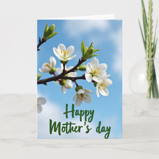 Blå morsdagskort med blommor kort (Framsida)