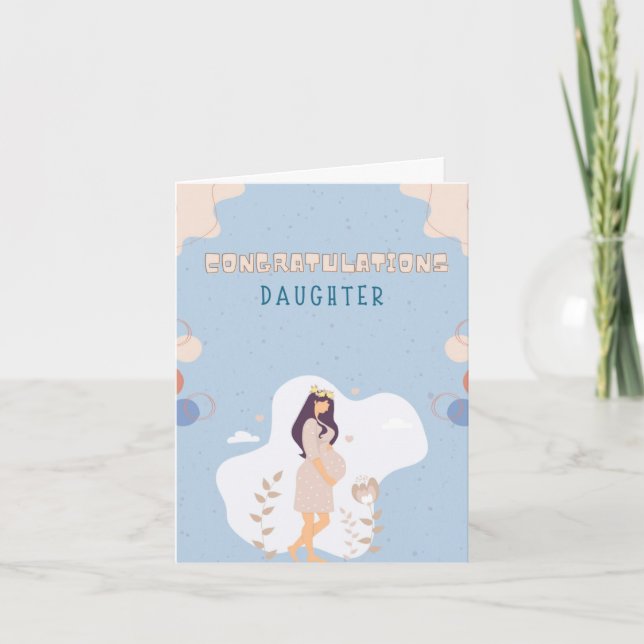 Blå morsdagskort till gravid dotter helgkort (Framsida)