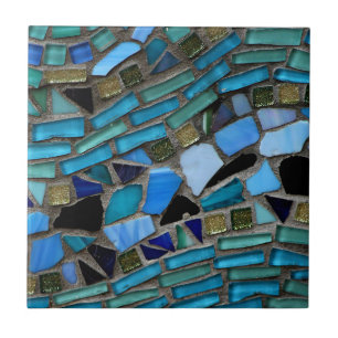 Blå Mosaic Mönster-utskrift Kakelplatta