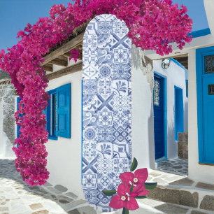 Blå mosaik-panel för Medelhavet Mini Skateboard Bräda 18,5 Cm