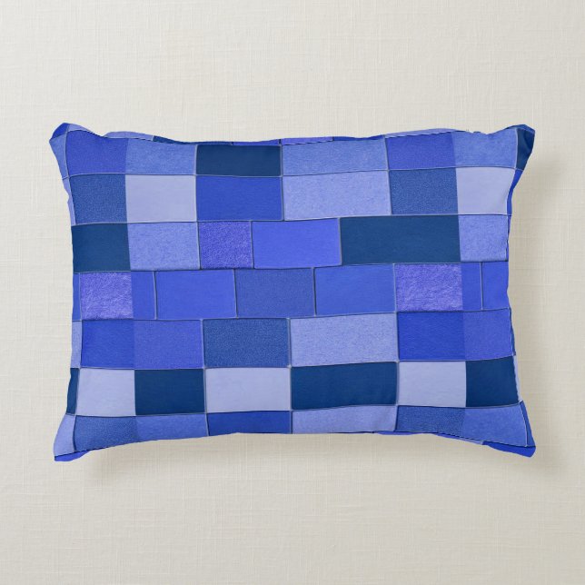  Blå mosaikplattforms kudde för modern dekoration  (Framsidan)