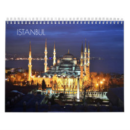 Blå moskén Istanbul Nattvy Turkiet Kalender