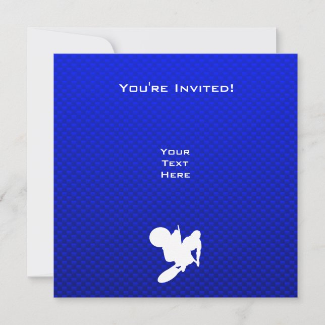 Blå motocross-whisky inbjudningar (Framsida)