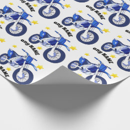 Blå motorcykel och anpassat meddelande i presentpa presentpapper