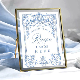 Blå mottagningskort för Victorian Ornate Grace Blo Poster