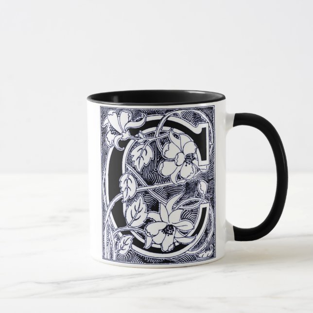 Blå-Mugg i nedre vinet Brev 'C' Mugg (Höger)