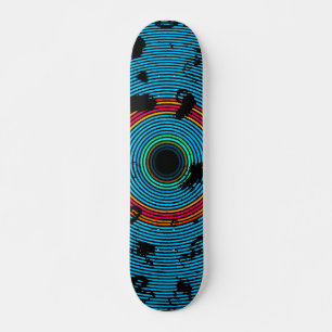 Blå Multifärgad vinyldisk Struktur Mönster Mini Skateboard Bräda 18,5 Cm