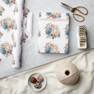 Blå Mums Rosa Peonies Bröllopsbukett Presentpapper