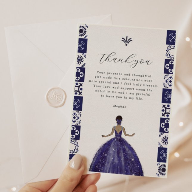 Blå murkök Quinceañera Tack Kort (Skapare uppladdad)