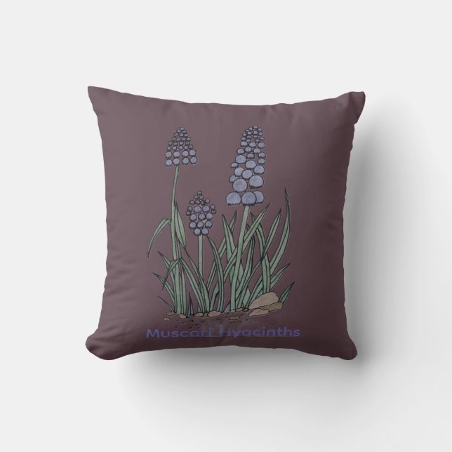 Blå Muscari Hyacinter Kudde (Framsida)