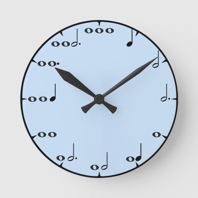 Blå musikalisk matematik väggklocka (Framsida)