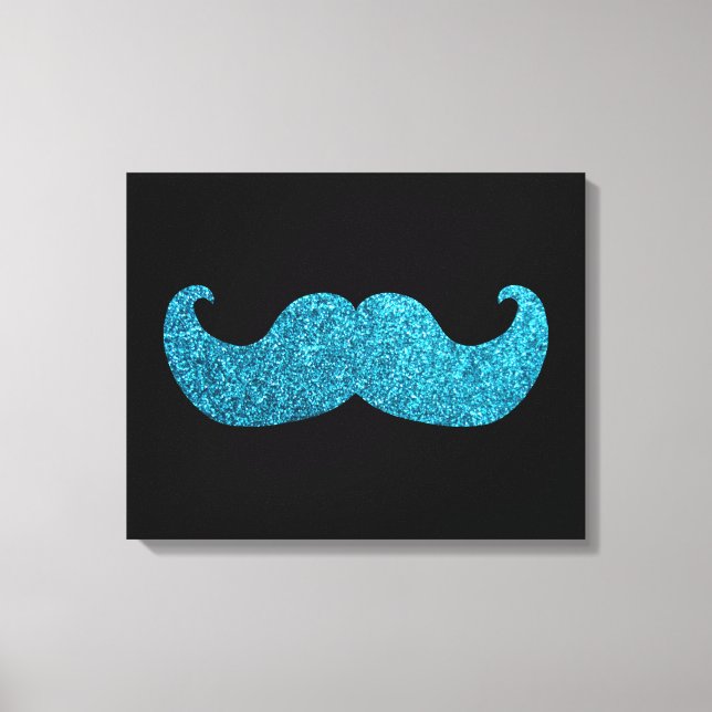 Blå mustasch (Faux Glitter Graphic) Canvastryck (Framsida)