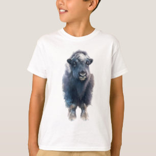 Blå myskoxkalv Arktisk vilda djur porträtt barn T Shirt