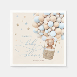 Blå Nalle Ballon Barly Wait Baby Shower Pappersservett