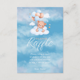 Blå Nalle-ballonger Baby Diaper Raffle Tilläggskort