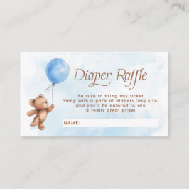 Blå Nalle Balloon Diaper Raffle Biljett Tilläggskort