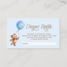 Blå Nalle Balloon Diaper Raffle Biljett Tilläggskort