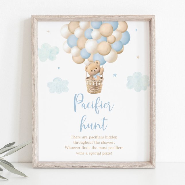 Blå Nalle Balloon Nappar Hunt Game Poster (Skapare uppladdad)