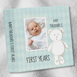Blå Nalle Blått Diamond Baby Scrapbook Album