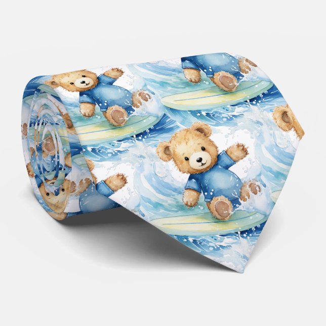 Blå Nalle Surfning Slips (Rullad)