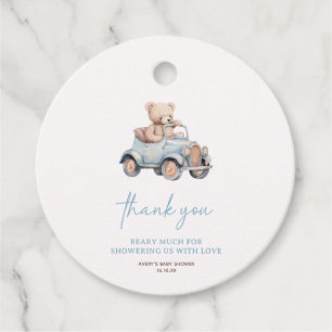 Blå Nalle vi kan avvakta babydusch Gåvor Etiketter