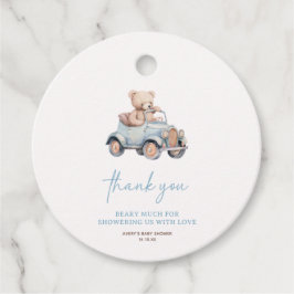 Blå Nalle vi kan avvakta babydusch Gåvor Etiketter