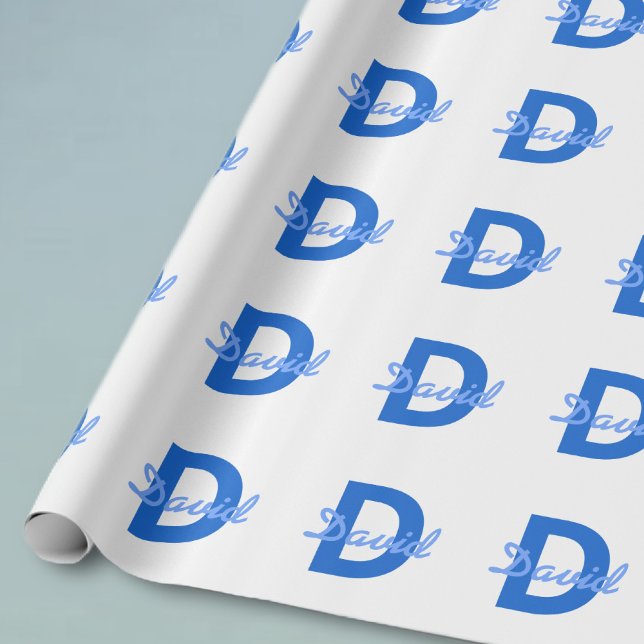 Blå Namn & Monogram Presentpapper (Skapare uppladdad)
