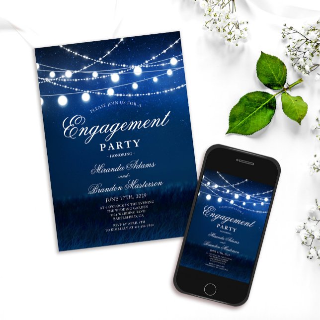 Blå Natt och Silverljus Förlovningsfest Inbjudningar (Skapare uppladdad)