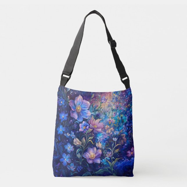 Blå nattblommor Totebag  Axelväska (Framsida)