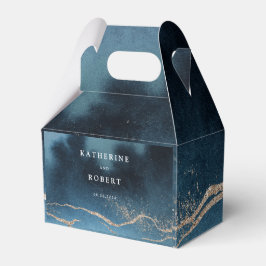 Blå nattfärgning Landskap Monogram Bröllop Presentaskar