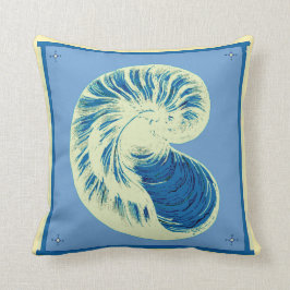 Blå Nautilus Seashell Pillow Kudde