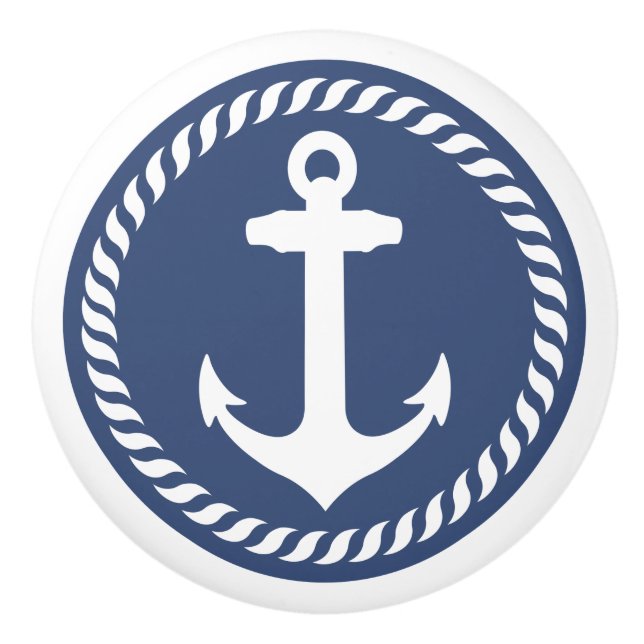 Blå nautisk ankarplats (Navy Blue Nautical Anchor  Knopp (Framsidan)