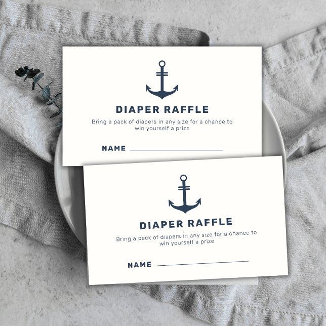 Blå nautisk fästpunkt Diaper Raffle Baby Shower Tilläggskort (Blue Nautical Anchor Diaper Raffle Baby Shower Enclosure Card)