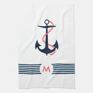 Blå nautisk havsabborre Anchor Decorative Blue Ran Kökshandduk