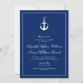 Blå nautisk monogram - repetitionsdag Inbjudan