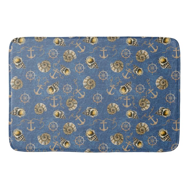 blå nautisk mönster badrumsmatta (Framsidan)