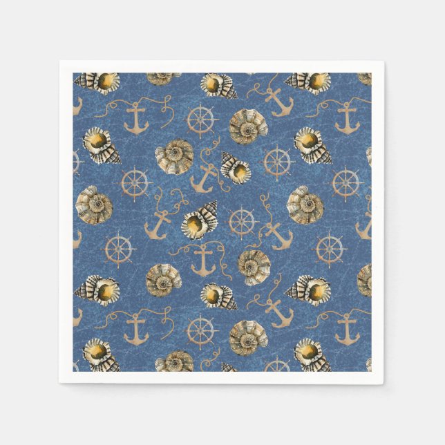 blå nautisk mönster pappersservett (Framsidan)