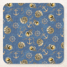 blå nautisk mönster underlägg papper kvadrat