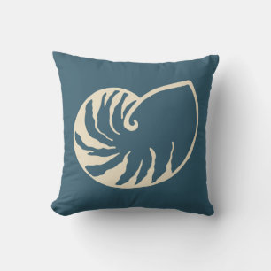 Blå nautisk strand korall nautilus kastkudde kudde