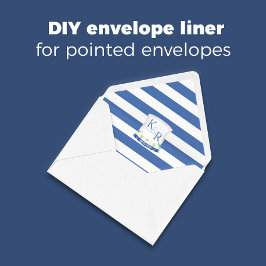 Blå Nautisk Vapensköld DIY Bröllop Kuvert Liner Anteckningsblock