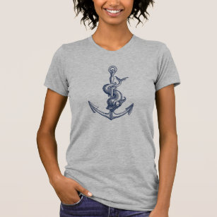 Blå nautiska ankare och mytologisk beast 1 t shirt