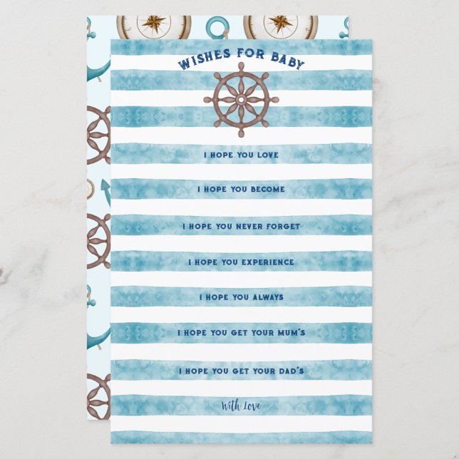 Blå nautiska sjömansbälte, Önskemål för Baby (Fram/baksida)