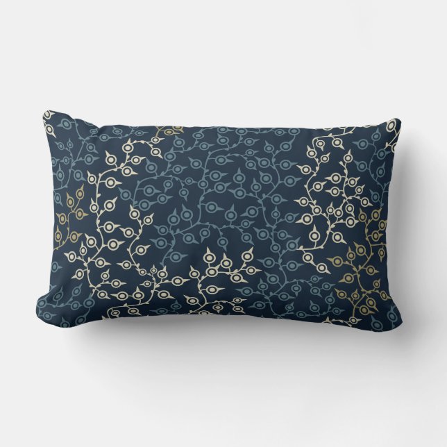 Blå Navy Designer Kudd Lumbarkudde (Framsida)