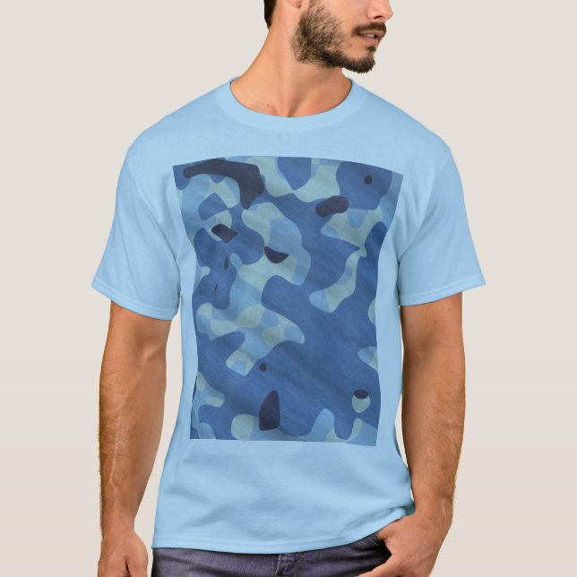 Blå Navy Kamouflage Mönster Taktil Militär Gra T Shirt (Framsida)
