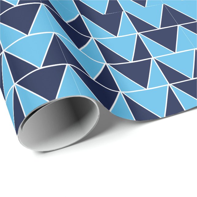 Blå Navyblå Geometrisk Triangel  Presentpapper (Rullad Hörn)